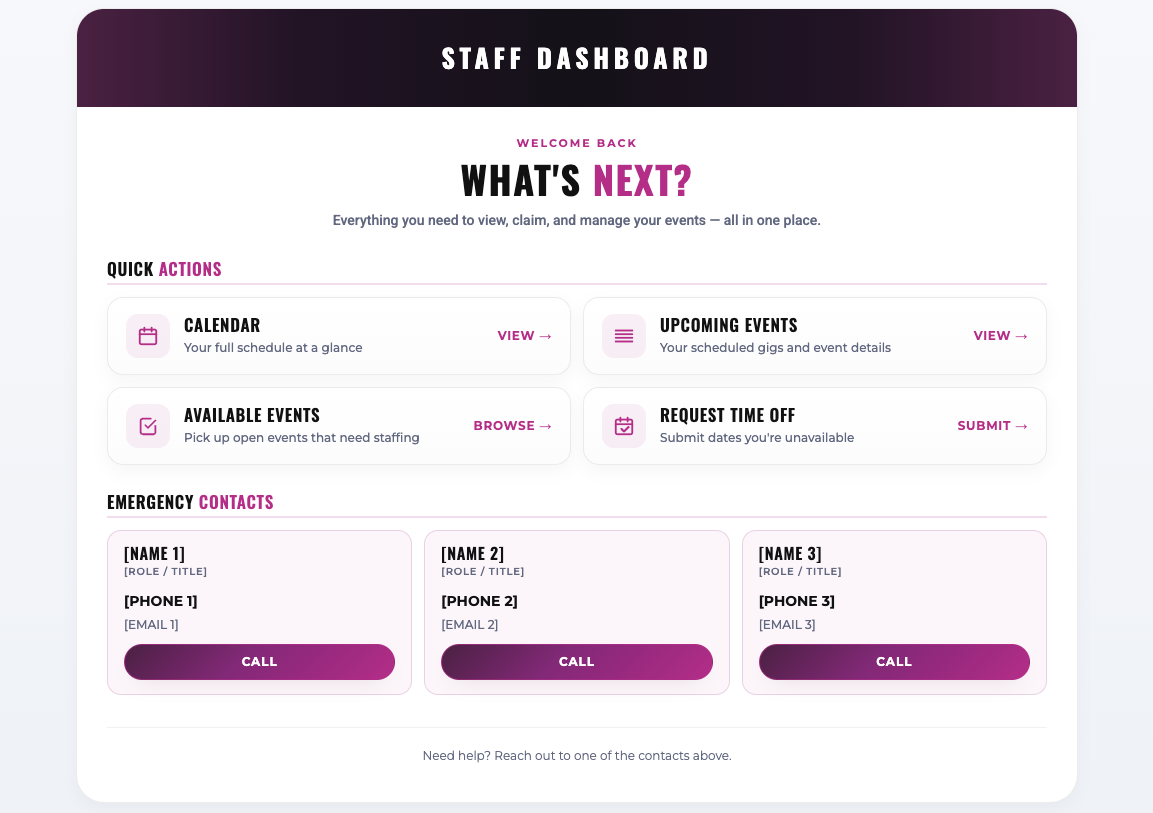 Staff Dashboard for DJ Event Planner screenshot 1